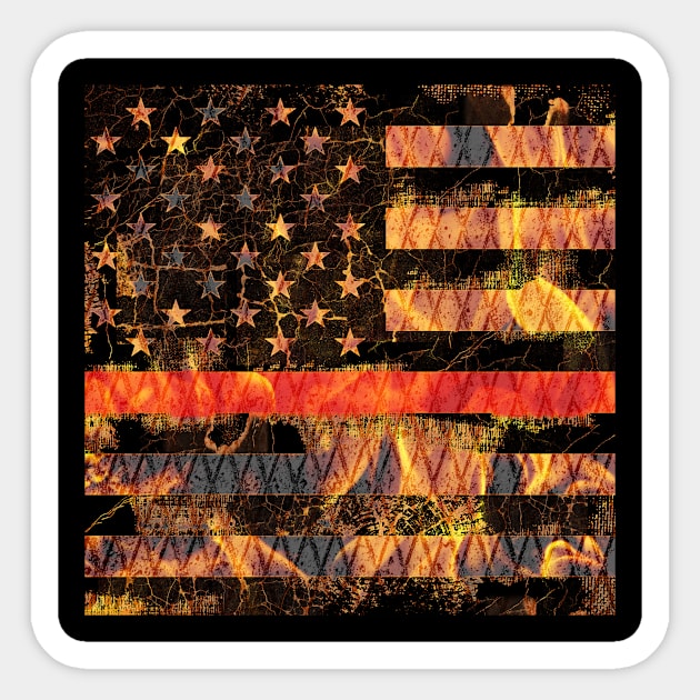 Thin Red Line and Flames Sticker by Jared S Davies